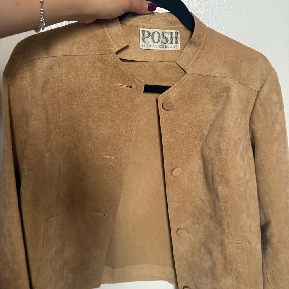 Vintage POSH Suede Crop Jacket in Camel